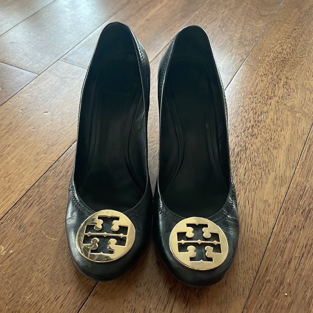 Tory Burch Black Wedge Shoes size 9.5